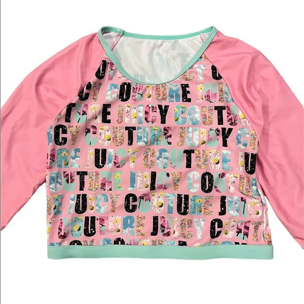 Juicy Couture rashgaurd girls size 14 pink blue